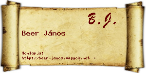 Beer János névjegykártya